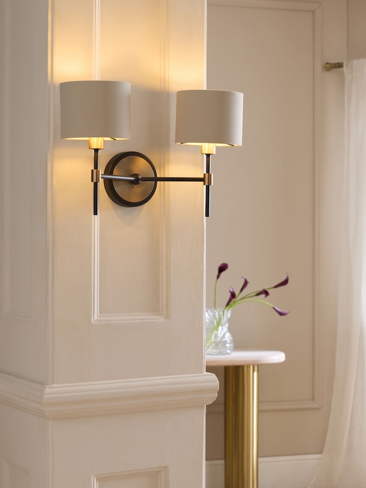 Brass Hudson 2 Light Rechargeable Wireless Wall Light - Image 1 of 5