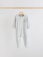 Blue Baby Two Way Zip Sleepsuits 3 Pack - Image 2 of 11