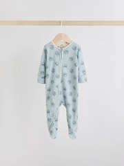 Blue Baby Two Way Zip Sleepsuits 3 Pack - Image 4 of 11
