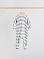 Blue Baby Two Way Zip Sleepsuits 3 Pack - Image 6 of 11