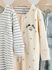 Blue Baby Two Way Zip Sleepsuits 3 Pack - Image 7 of 11