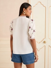 Love & Roses Embroidered Short Sleeve Blouse - Imagem 4 de 4