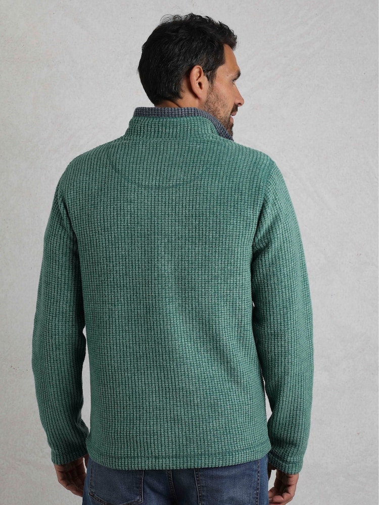 Weird Fish Green Newark 1/4 Zip Grid Fleece - Image 2 of 7