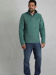 Weird Fish Green Newark 1/4 Zip Grid Fleece - Image 3 of 7