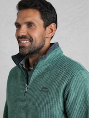 Weird Fish Green Newark 1/4 Zip Grid Fleece - Image 4 of 7