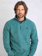 Weird Fish Green Newark 1/4 Zip Grid Fleece - Image 5 of 7