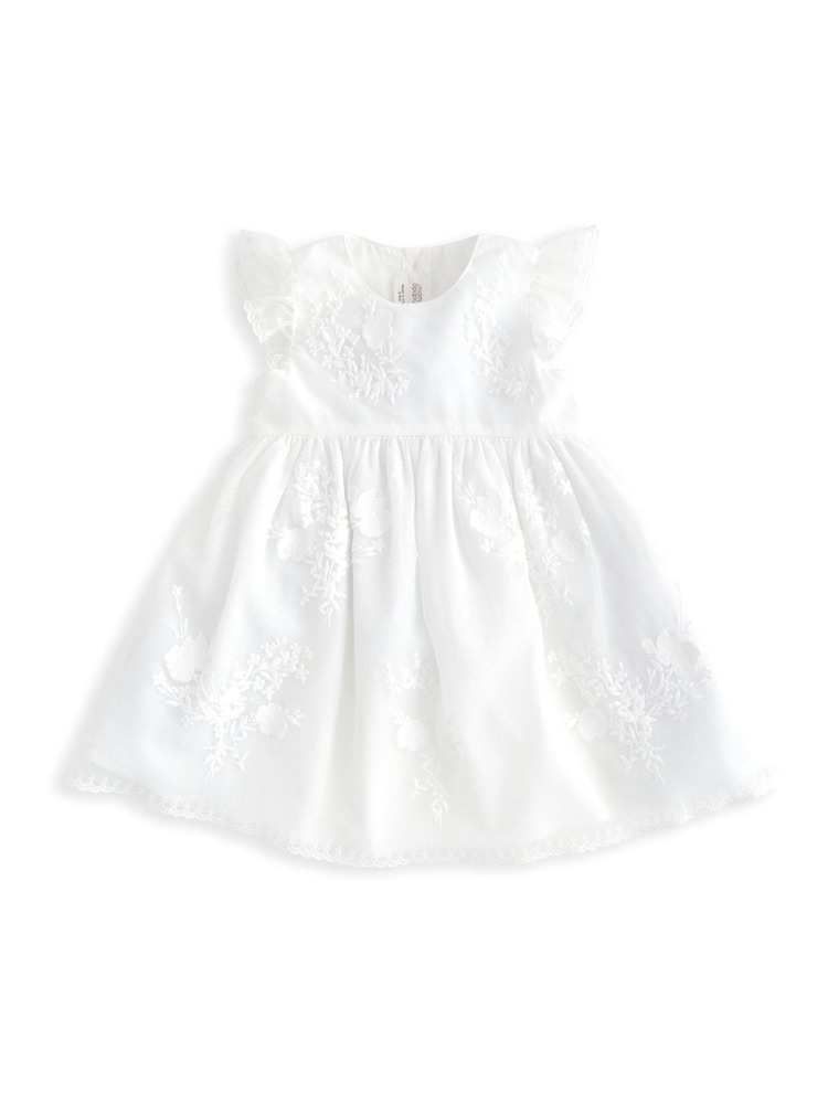 Mamas & Papas Embroidered Lace White Dress - Image 1 of 2