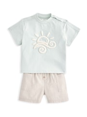 Mamas & Papas Blue Sun Top & Stripe Shorts Set - Image 1 of 3