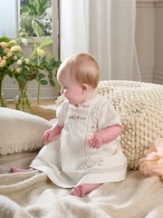 Mamas & Papas Embroidered 100% Cotton White Dress - Image 1 of 6