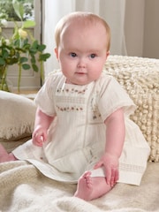 Mamas & Papas Embroidered 100% Cotton White Dress - Image 2 of 6