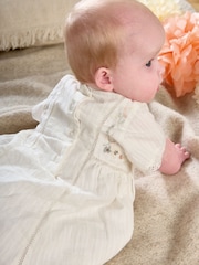 Mamas & Papas Embroidered 100% Cotton White Dress - Image 3 of 6