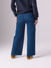 Dark Blue Maternity Wide Leg Denim Leggings - Image 4 of 10