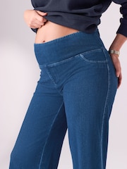Dark Blue Maternity Wide Leg Denim Leggings - Image 6 of 10