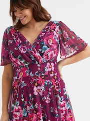 Scarlett & Jo Purple Plum Curve Isabelle Angel Sleeve Maxi Dress - Image 2 of 5
