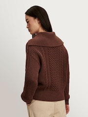 Varley Brown Camello Relaxed Cable Half zip Jumper - Image 3 of 5