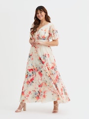 Scarlett & Jo White Curve Isabelle Angel Sleeve Maxi Dress - Image 1 of 4