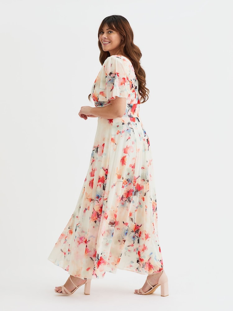 Scarlett & Jo White Curve Isabelle Angel Sleeve Maxi Dress - Image 2 of 4