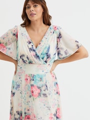 Scarlett & Jo White Victoria Angel Sleeve Mesh Midi long Dress - Image 2 of 4