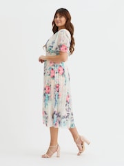 Scarlett & Jo White Victoria Angel Sleeve Mesh Midi long Dress - Image 3 of 4