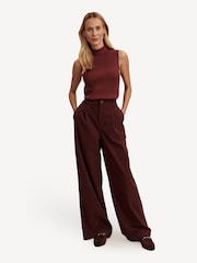 Varley Brown Floris Wide Leg Trousers - Image 5 of 8