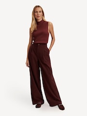 Varley Brown Floris Wide Leg Trousers - Image 6 of 8