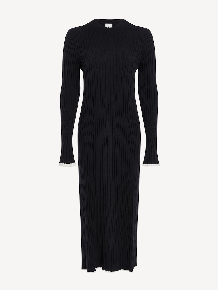 Varley Black Axel Rib Knit Midi Dress - Image 6 of 6 Varley Black Axel Rib Knit Midi Dress - Image 6 of 6