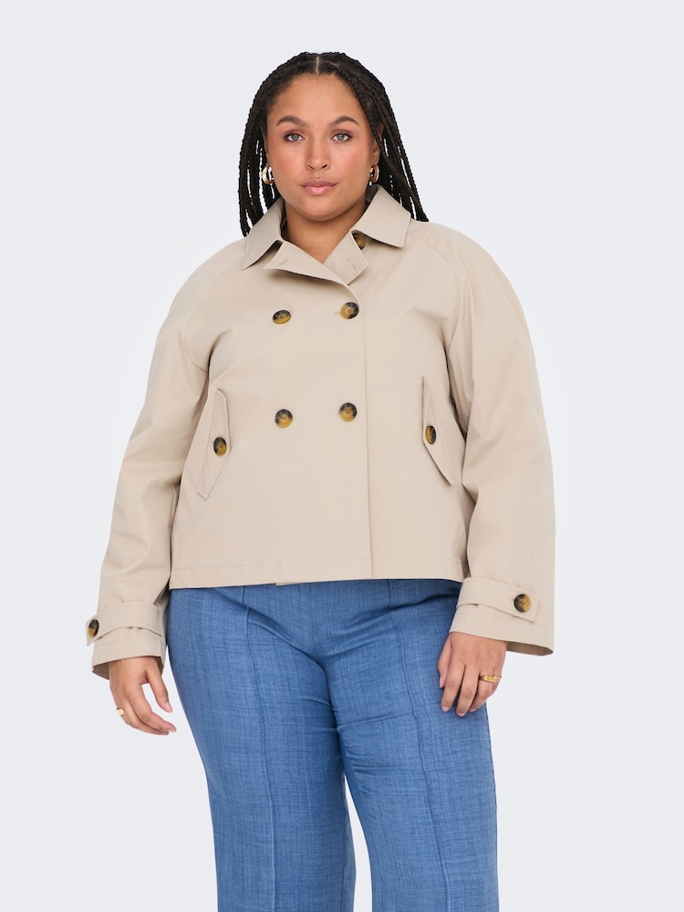 ONLY Curve Natural Light Short Trenchcoat - Image 2 of 7