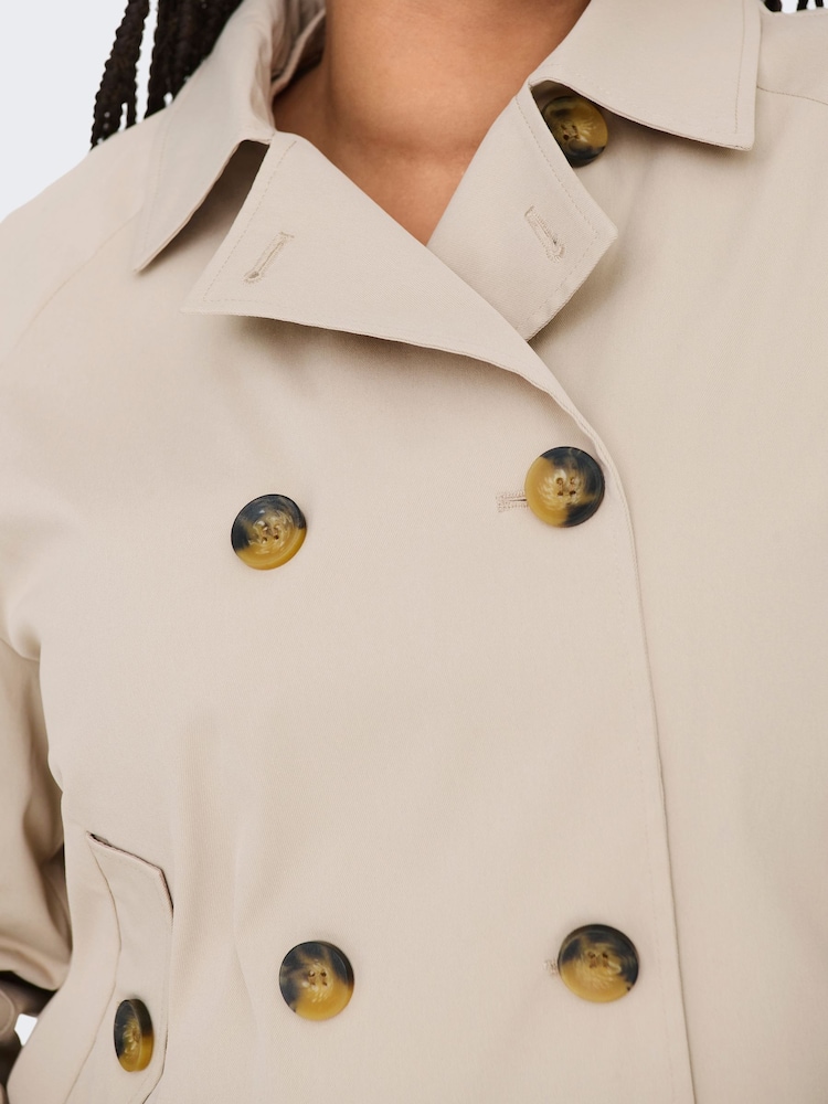 ONLY Curve Natural Light Short Trenchcoat - Image 4 of 7
