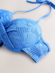 Blue Lace Padded Wired Plunge Bikini Top - Image 8 of 8