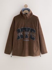 Chocolate New York Half Zip Fleece Jumper - Image 1 of 4
