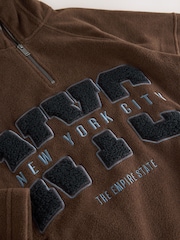 Chocolate New York Half Zip Fleece Jumper - Image 2 of 4