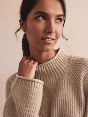 Neutral Knitted Funnel Neck Jumper - Image 6 of 10