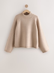Neutral Knitted Funnel Neck Jumper - Image 8 of 10