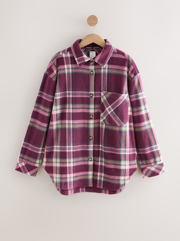 Burgundy Red Check Polar Fleece Shacket - Image 1 of 3 Burgundy Red Check Polar Fleece Shacket - Image 1 of 3