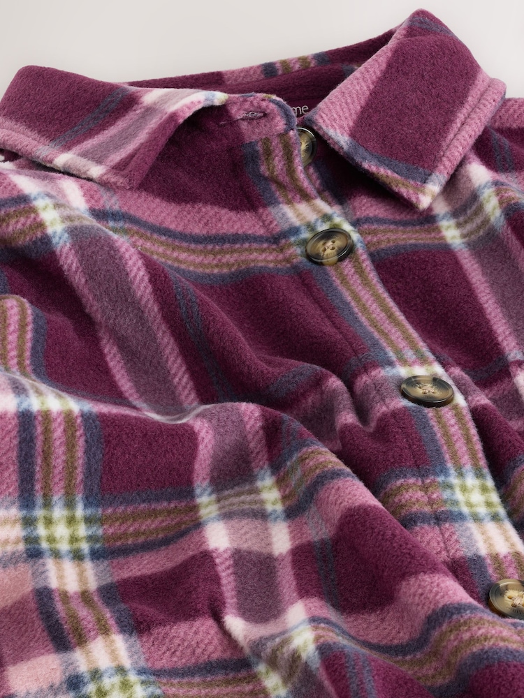 Burgundy Red Check Polar Fleece Shacket - Image 3 of 3