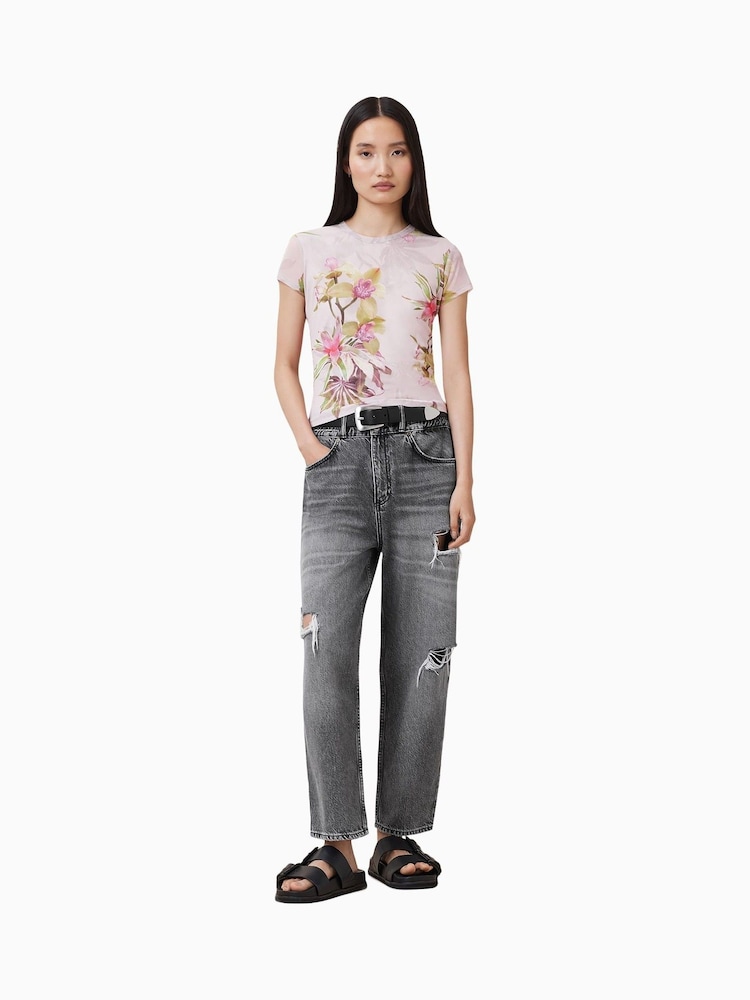 AllSaints Pink Ellie Mesh T-Shirt - Image 2 of 6