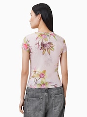 AllSaints Pink Ellie Mesh T-Shirt - Image 5 of 6
