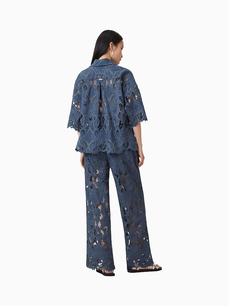 AllSaints Blue Charli Embellished Trousers - Image 3 of 8