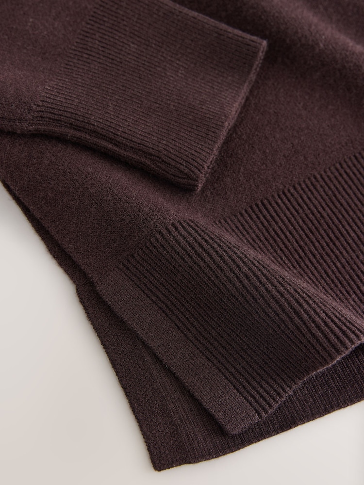 Chocolate Brown Half Zip Knitted Jumper - Image 3 of 3