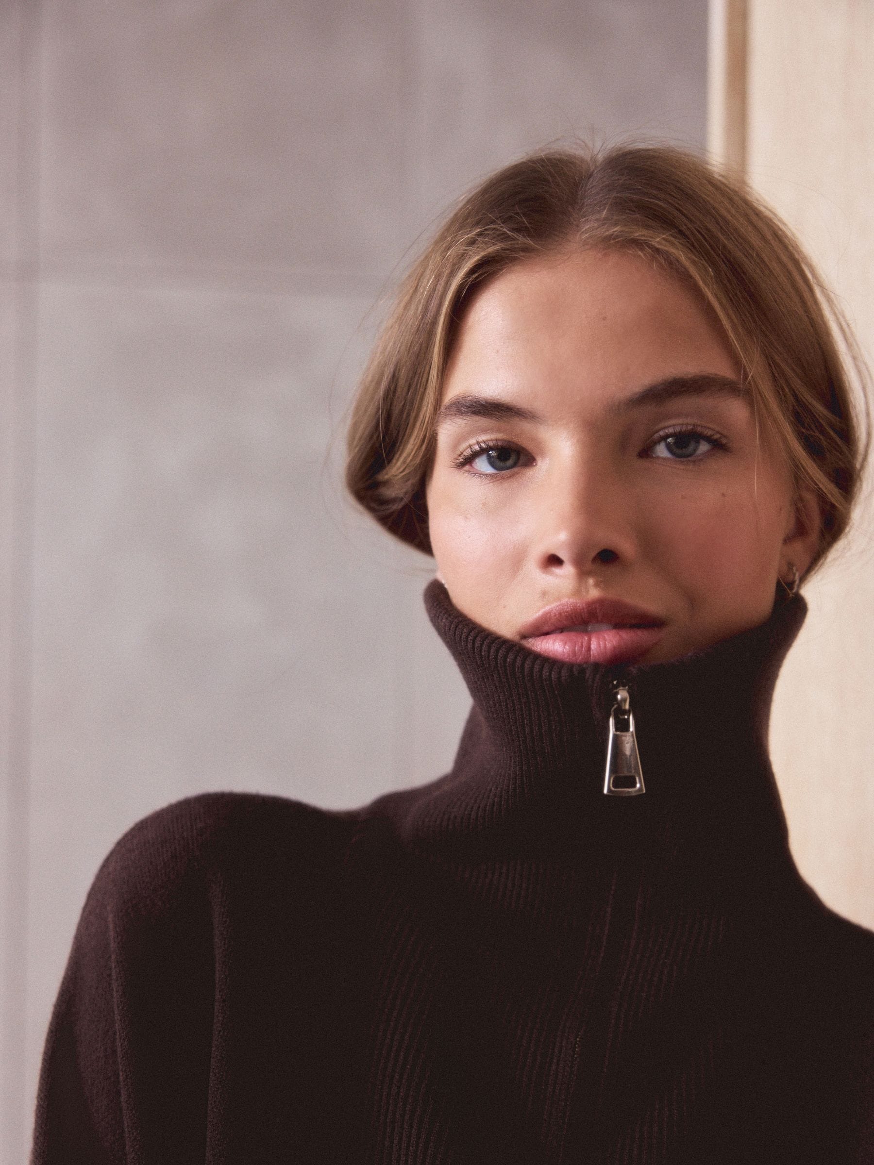Buy Chocolate Brown Half Zip Knitted Jumper from Next Romania