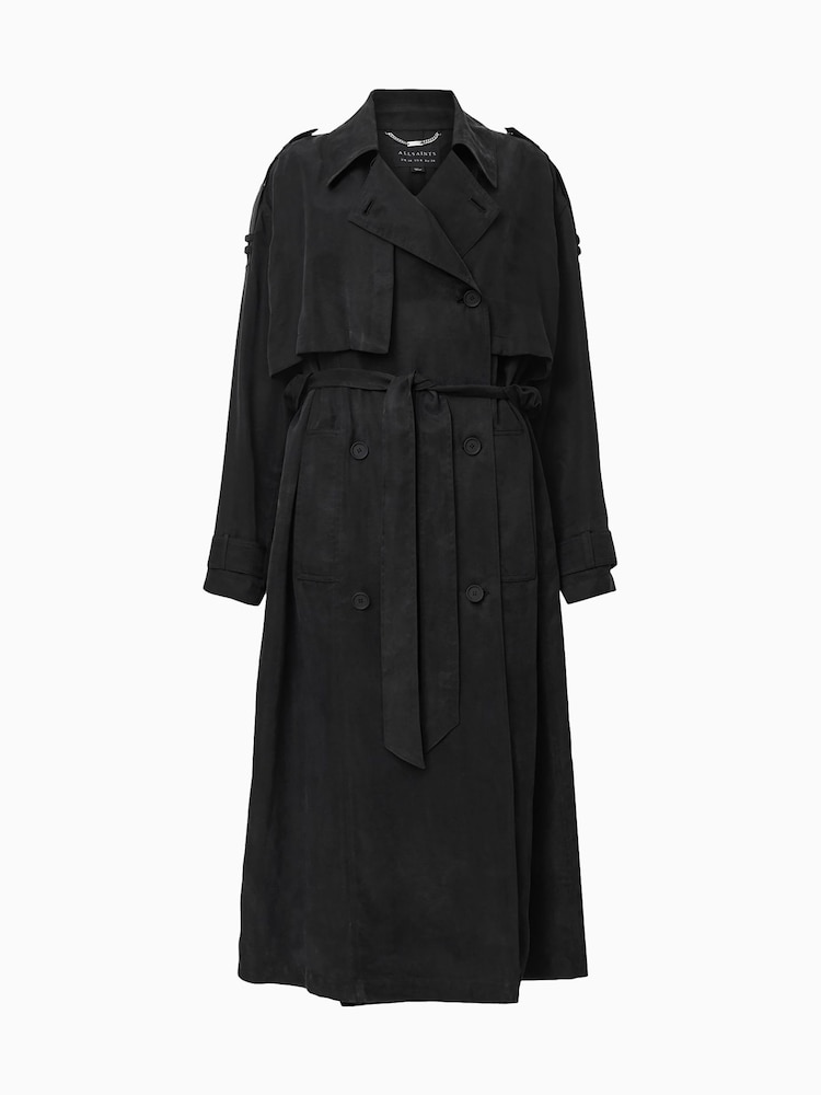 AllSaints Black Linnie Trench Coat - Image 11 of 11