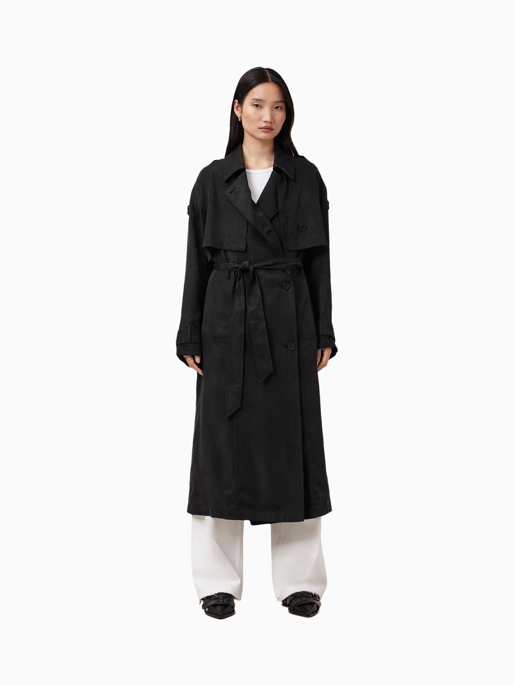 Buy AllSaints Black Linnie Black Lightweight Trench Coat from Next