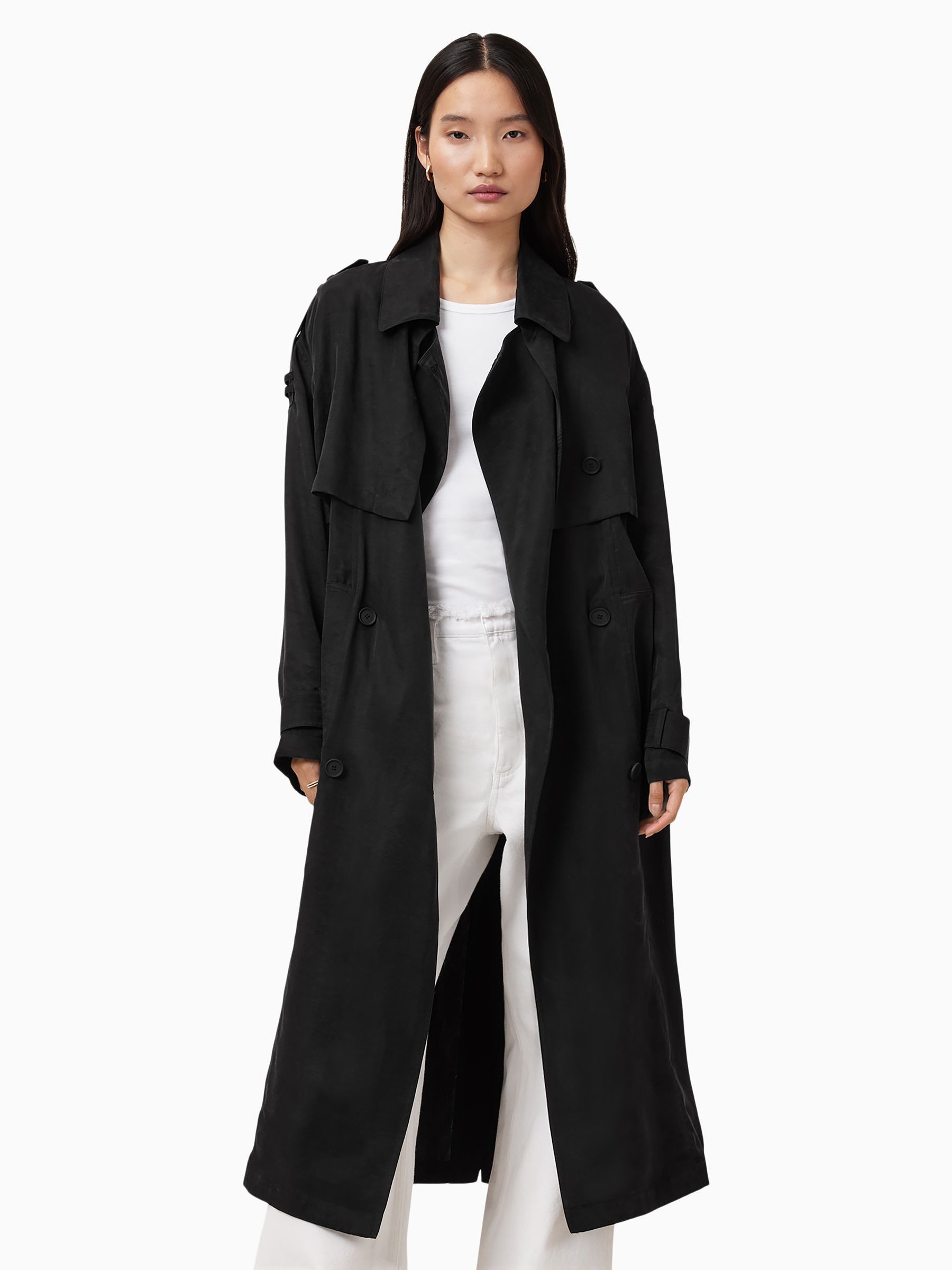 Buy AllSaints Black Linnie Black Lightweight Trench Coat from Next