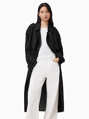 AllSaints Black Linnie Trench Coat - Image 5 of 11