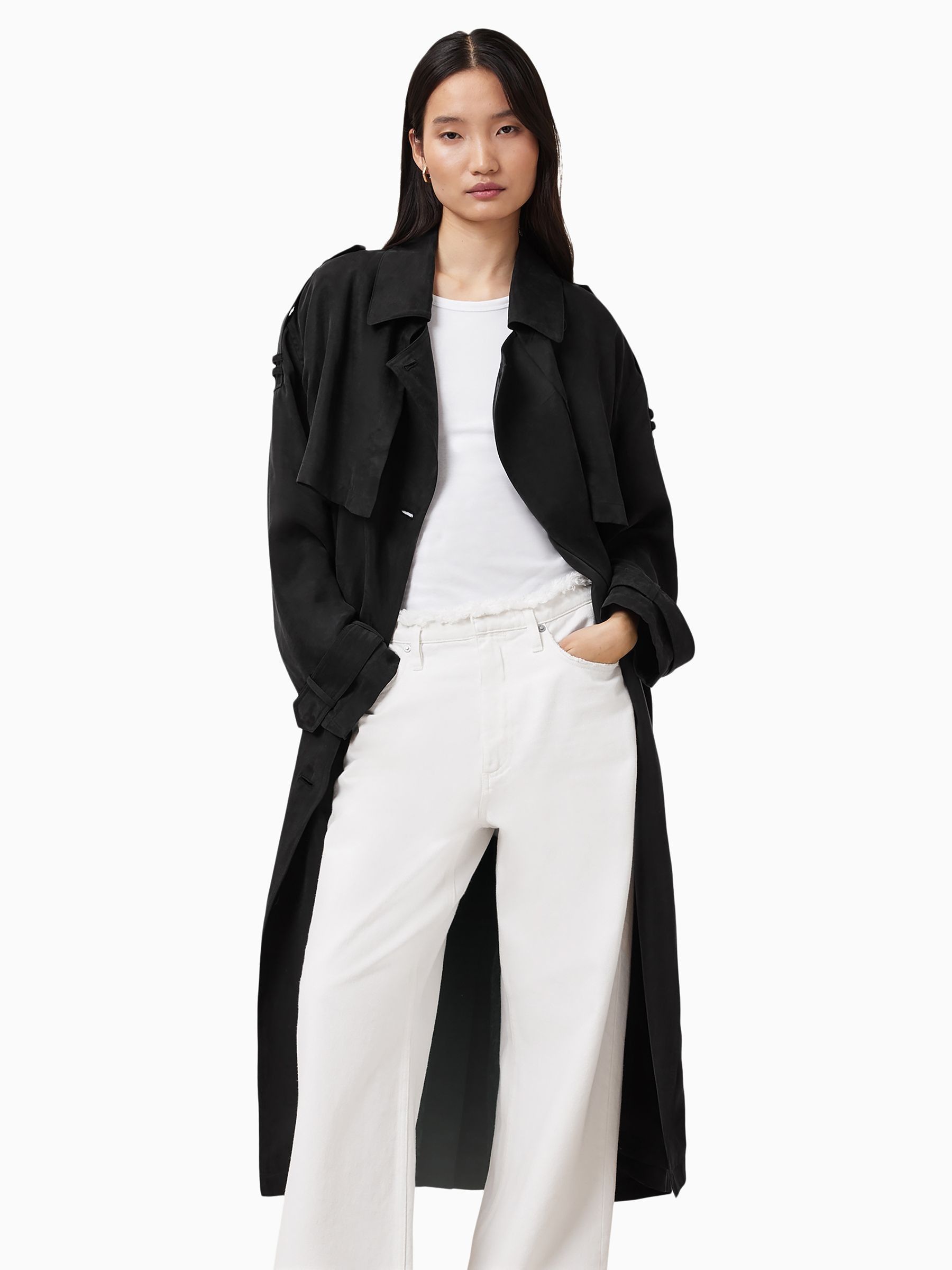 Buy AllSaints Black Linnie Black Lightweight Trench Coat from Next