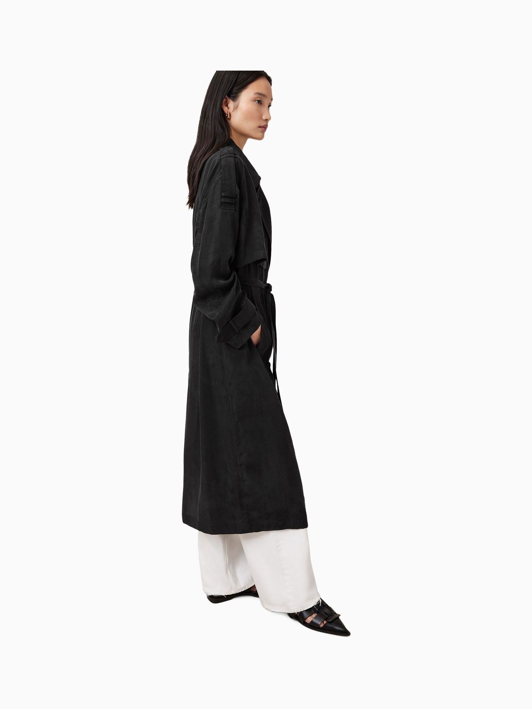 Buy AllSaints Black Linnie Black Lightweight Trench Coat from Next