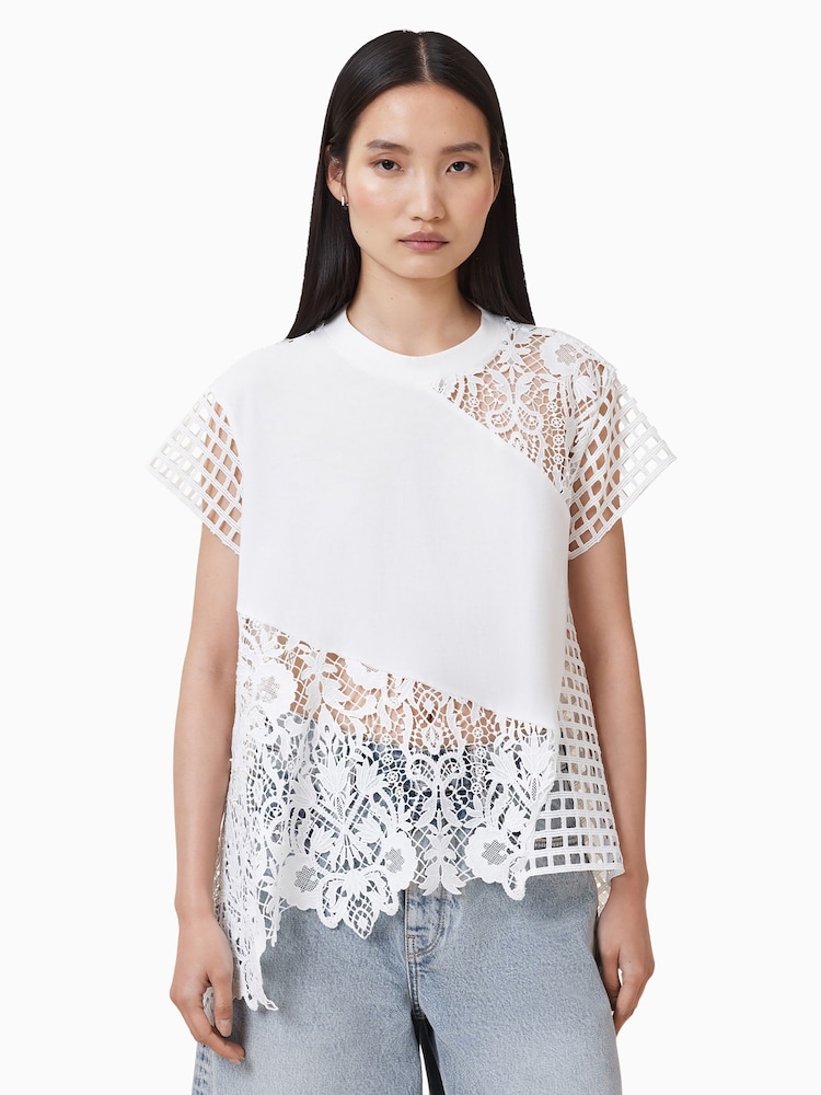 AllSaints White Zala Crochet Top - Image 2 of 6