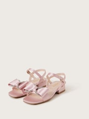 Monsoon Pink Diamante Bow Satin Heels - Image 2 of 3