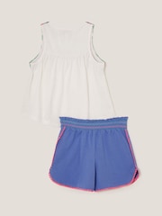 Monsoon Blue 100% Cotton Crochet Vest and Shorts Set - Image 2 of 3