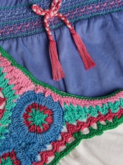 Monsoon Blue 100% Cotton Crochet Vest and Shorts Set - Image 3 of 3